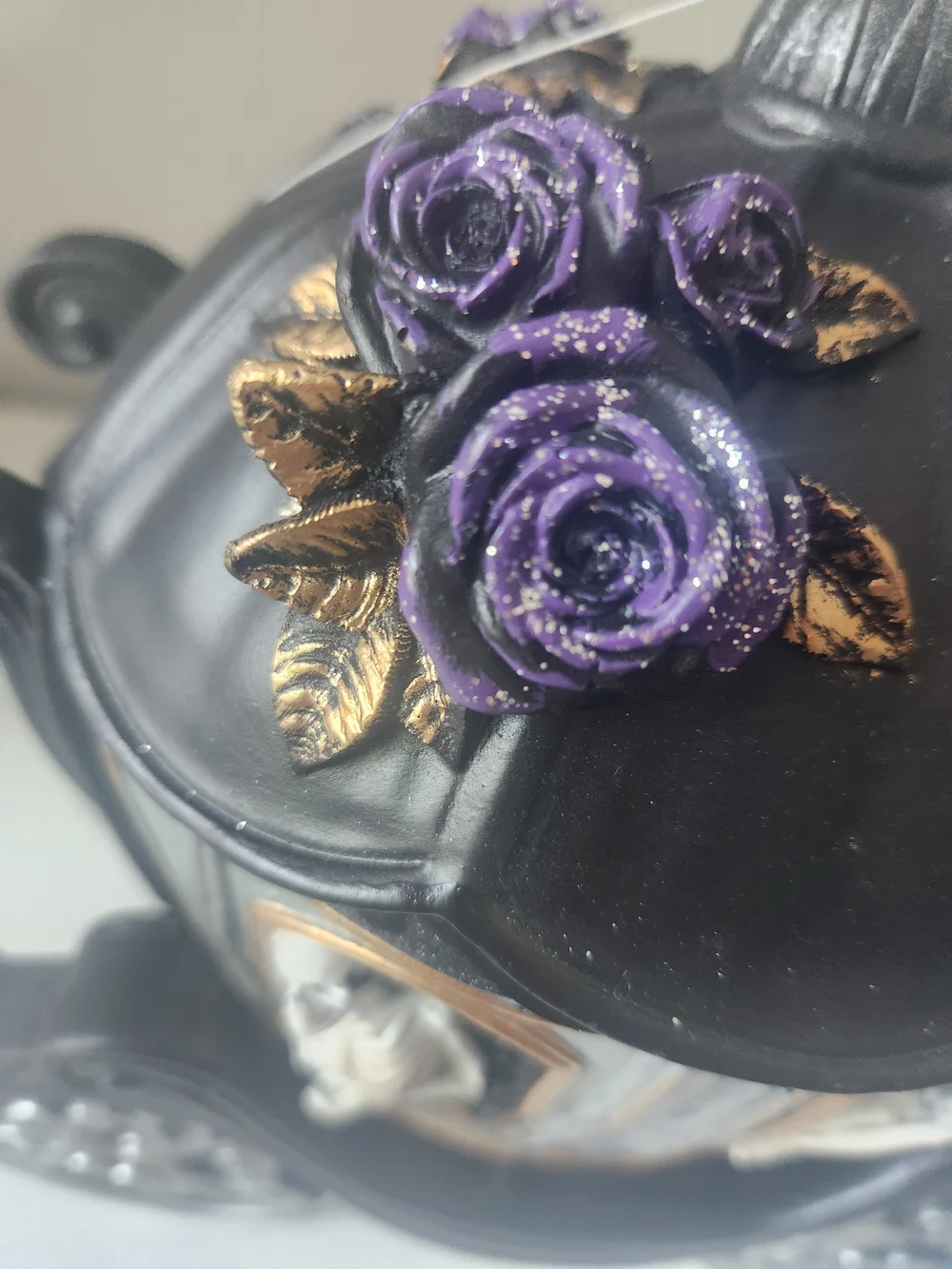 Christian Siriano Black Gothic Skeleton Carriage with Purple Roses